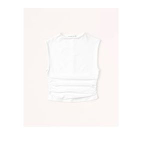 Sleek Seamless Fabric Ruched Mockneck Top in white